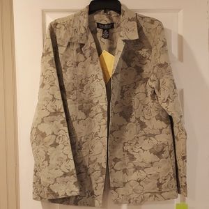 NWT Women's QVC Dialogue Cotton Blend Floral Blazer Size 12